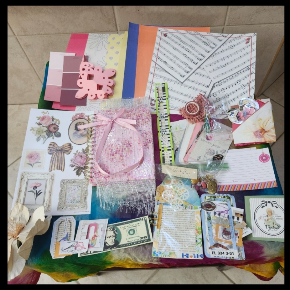 Cottagecore Floral Junk Journal Starter Kit Bundle 50+ Pieces Ephemera Stickers
